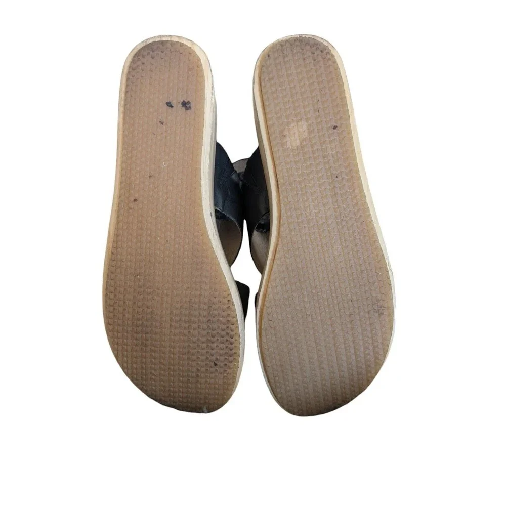 Koolaburra Santa Barbara Wood Platform Brown Leather Sandal -Size 9